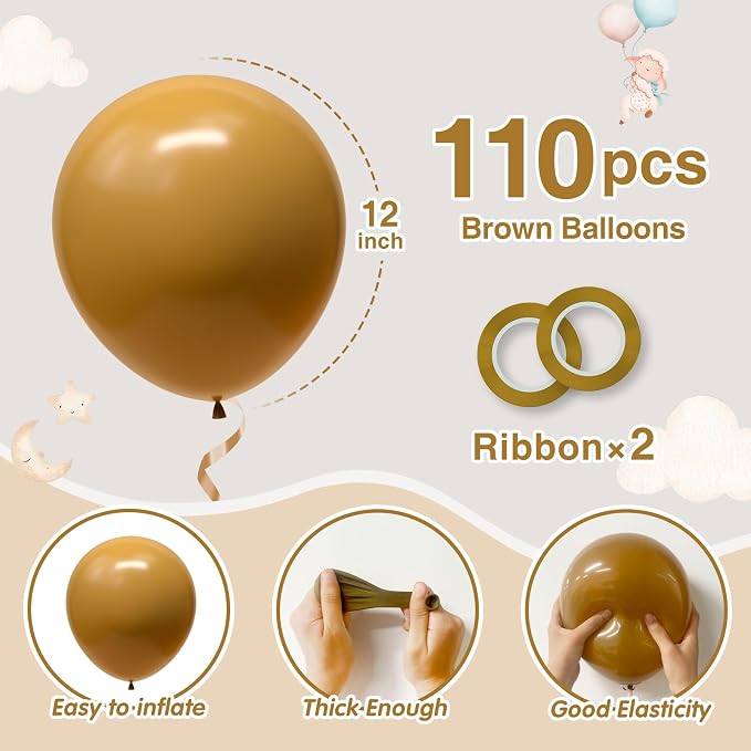 110pcs Brown Balloons 12 Inch Latex Balloon Arch Kit - Image 2