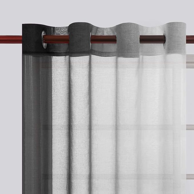 DWCN Ombre Faux Linen Sheer Curtains - Image 3
