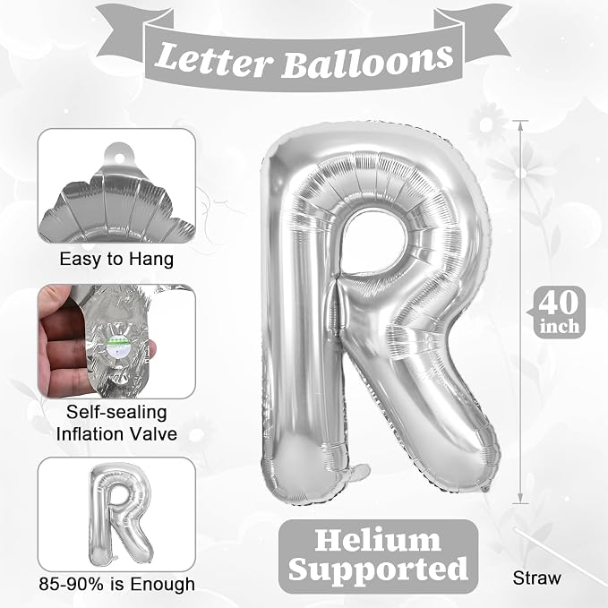 40inch Silver BRIDE Letter Balloons, Giant Silver Bride Foil Helium Balloon - Image 2