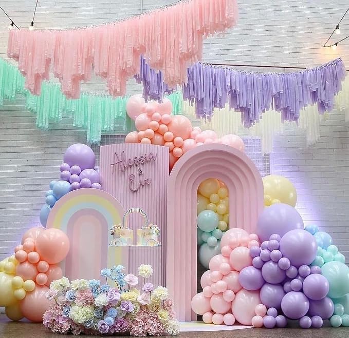Pastel Rainbow Balloons Arch Kit 174pcs, Macaron Assorted Colorful Spring - Image 6