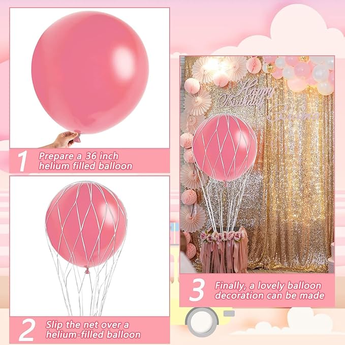 Deekin 8 Pcs Hot Air Balloons Net 36'' Hot Air Balloon Drop Net - Image 2