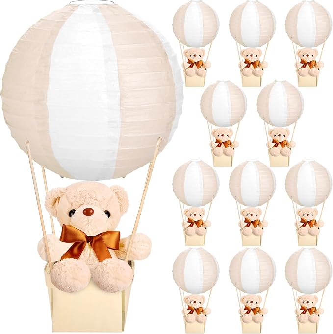 12 Sets Baby Shower Hot Air Balloon Table Centerpieces DIY Paper Lanterns by Baquler