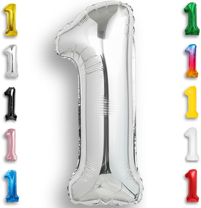 Silver Number Balloon 1 Mylar Foil Balloons 16 inch Small by Unknown