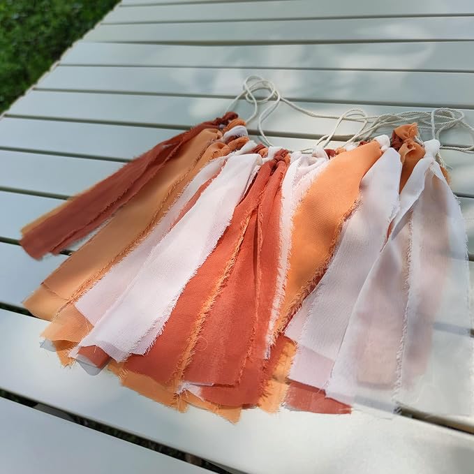 Chiffon Tsaasel Garland for Burnt Orche Coral Peach Orange Wedding Tea Party - Image 7