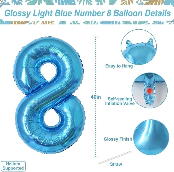 Light Blue Number 18 Balloon 40 Inch, Foil Numeral - Image 4