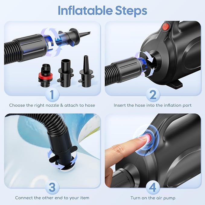 Electric Air Pump for Inflatables, Air Mattress – 500W/650W Quick-Fill - Image 7