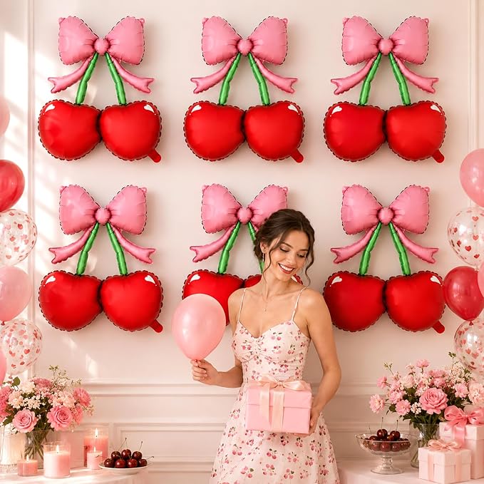 6pcs Cheery Bow Foil Balloons - Image 5