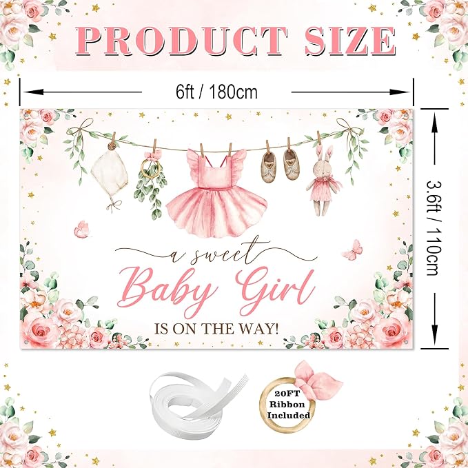 Mocsicka Baby Shower Backdrop Banner Cute Clothes Baby Shower Background a - Image 4