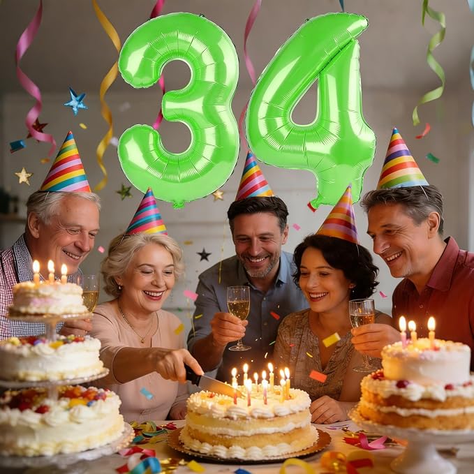 40 Inch Number 34 Balloons for 34th Birthday Party Decorations, 0-100 Fruit - Image 2