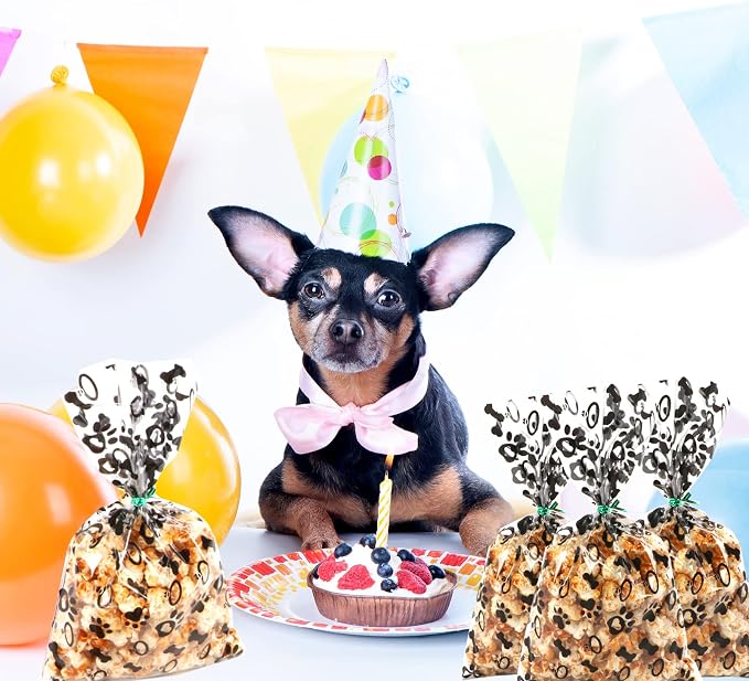 Coqofa 100 Pcs 6"X10" Dog Paw Bone Cellophane Treat Bags - Image 4