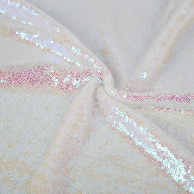 JYFLZQ White Iridescent Sequin Backdrop Curtains 4ft x 6.5ft 1 Panel Glitter Photo Booth Backdrops Sparkly Photography Background Drapes for Parties Wedding Bridal Showers