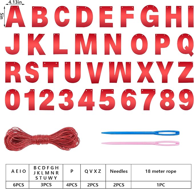 DIY Banner Kit with Letters Bright Red Customizable Birthday Banners Graduation - Image 2