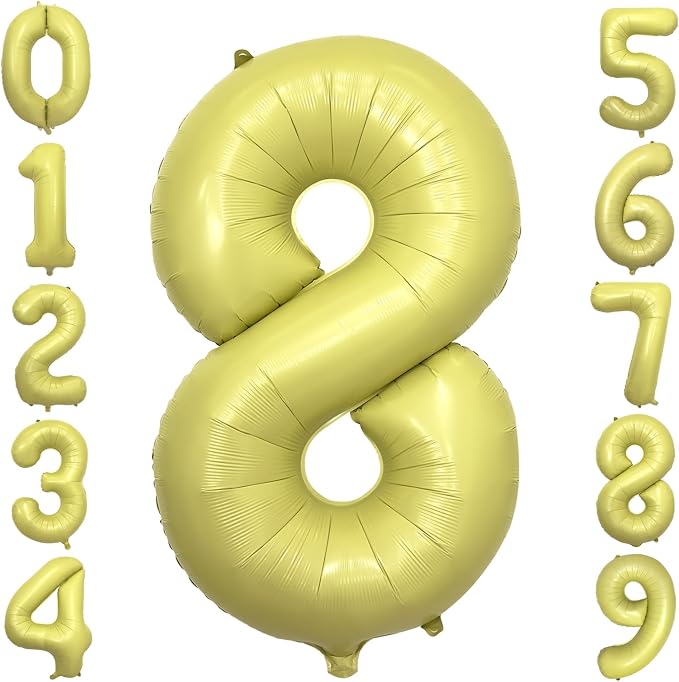 Pastel Yellow Number 8 Balloon 40 Inch Light Yellow Foil Number Balloons 8th by cocodino