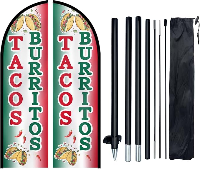 1PC Double Sided Tacos Burritos Feather Flag by WOANIXY---ProfessionalCustomFeatherFlagCustomBanner