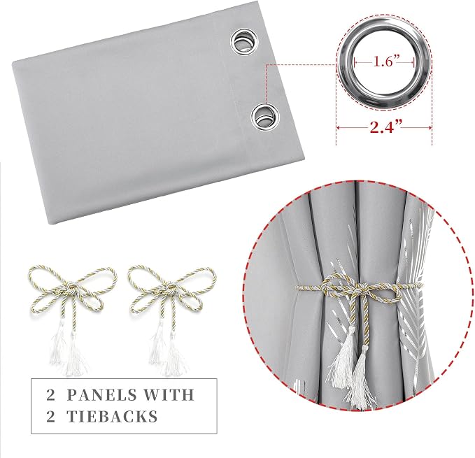 Light Grey Blackout Curtains 108 Inches Long, Light Blocking Thermal Insulated - Image 4