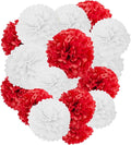 Capesaro Red and White Paper Pom Poms by Capesaro
