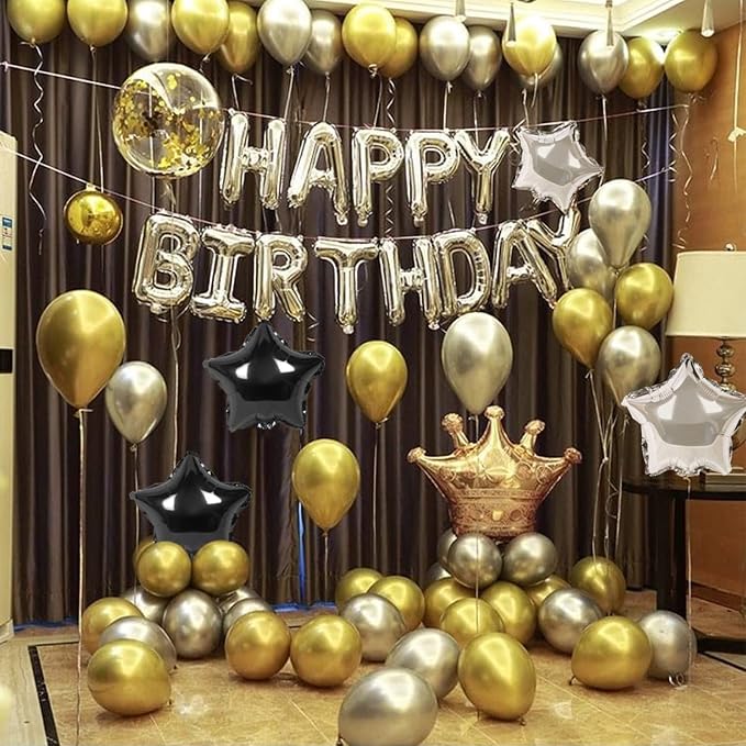 CANREVEL Happy Birthday Banner Decorations + Sign Balloons, - Image 7