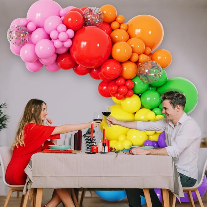 162 Pcs Colorful Rainbow Balloons Arch Kit, Diffrent Size Rainbow Balloon - Image 7