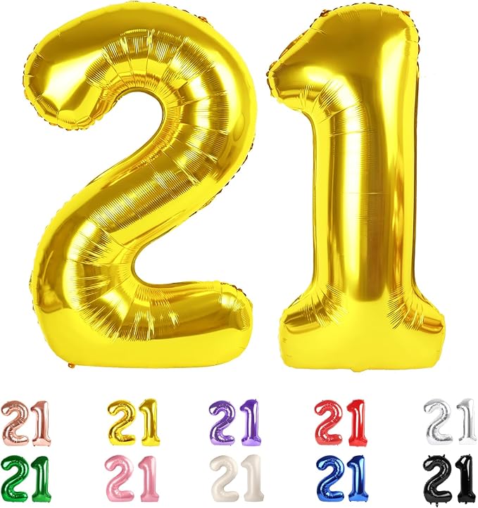 21 Balloon Numbers 40Inch for 12 21th Year Old Birthday Decorations, Inflation by Mluchee
