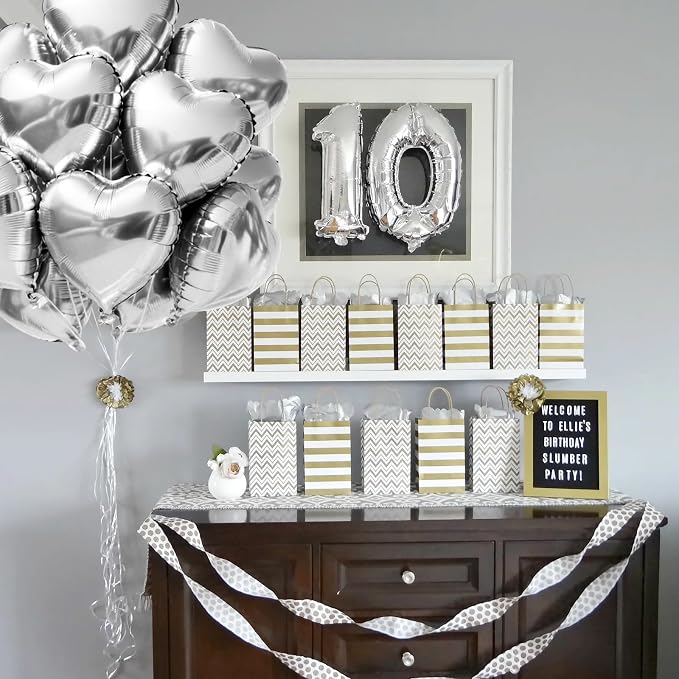 TONIFUL 15 Pcs Silver Heart Balloons 18 Inch Heart Shape Foil Mylar Balloon | - Image 3