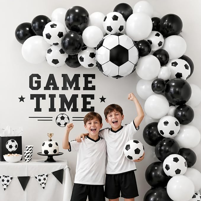 Soccer Balloons, 12 Inch Black White Latex Balloons - Image 4