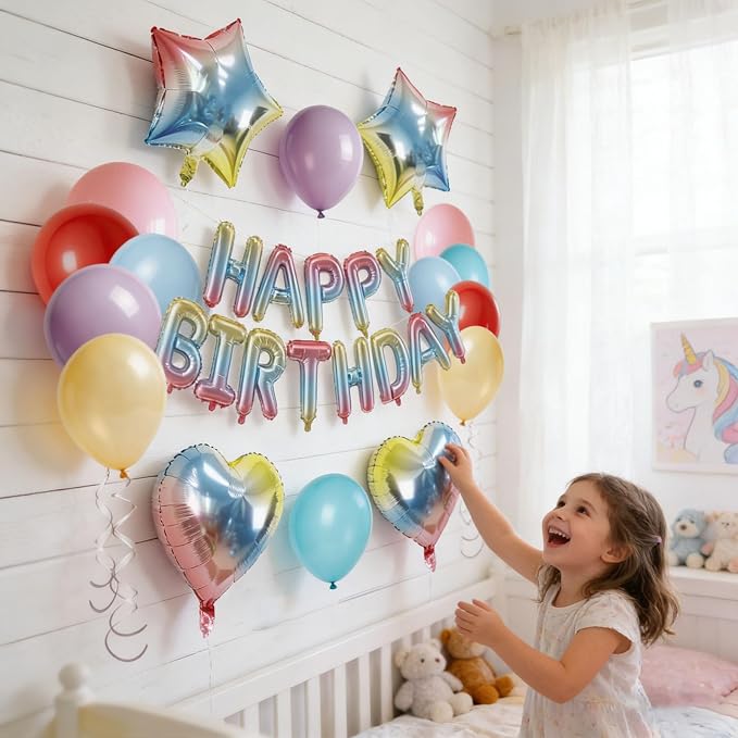 27 Pcs Iridescent Birthday Decorations, 3D Letters Iridescent Happy Birthday - Image 4