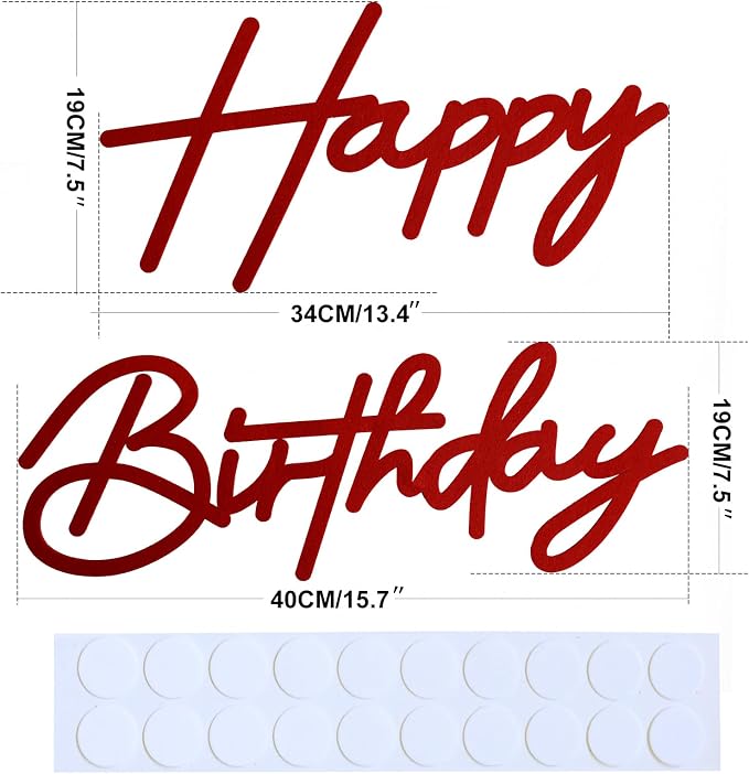 Red Happy Birthday Sign for Backdrop Felt Reusable Letters for Birthdays | - Image 5