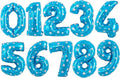 TONIFUL Number Balloon 16Inch 10 Pcs Blue Polka 0-9 Birthday Number Ballons | by TONIFUL