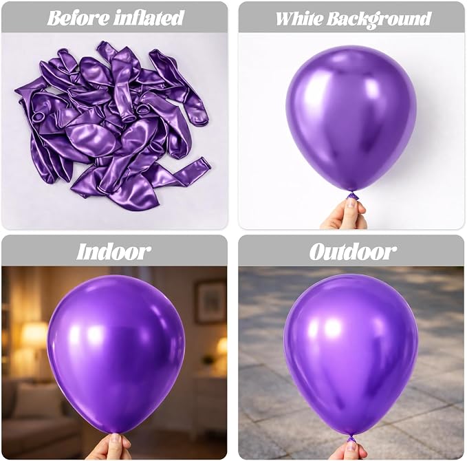 Voircoloria 130pcs Metal Purple Balloons Garland Arch Kit, 18 12 10 5 Inch | - Image 3