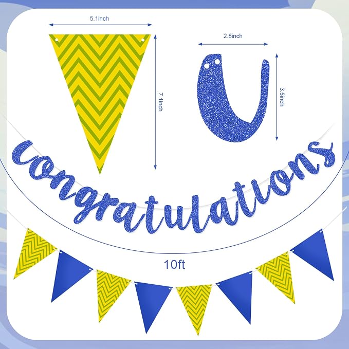 Outus Pre-strung Glitter Congratulations Banner Triangle Flag Banner - Image 3