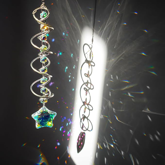 21 Inch Crystal Spiral Wind Spinner Gazing Ball Suncatcher Decor | Crystal - Image 3