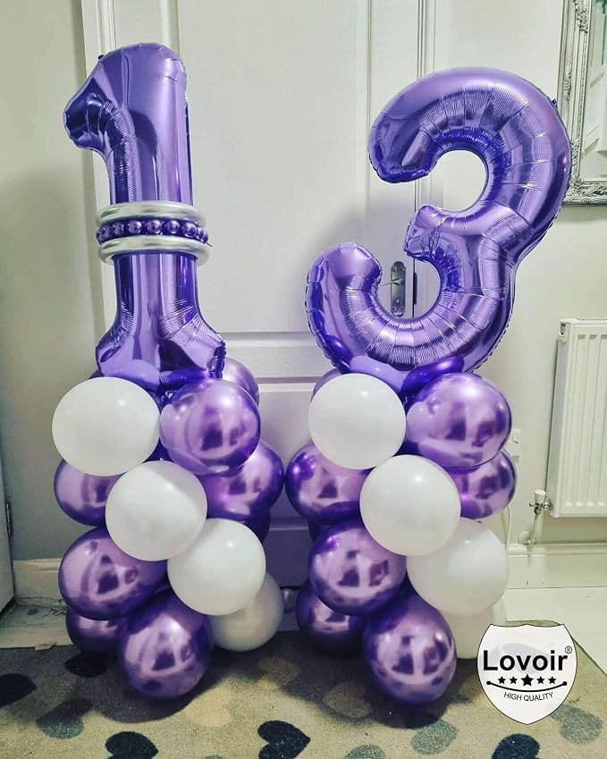 Purple Number 9 Balloons, 40 Inch Giant Number Balloons Foil Mylar Helium - Image 6