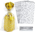 100 Pcs Star Printed 7"X 12" Gift Wrap Cello Cellophane Treat Bags Party Favor by COQOFA
