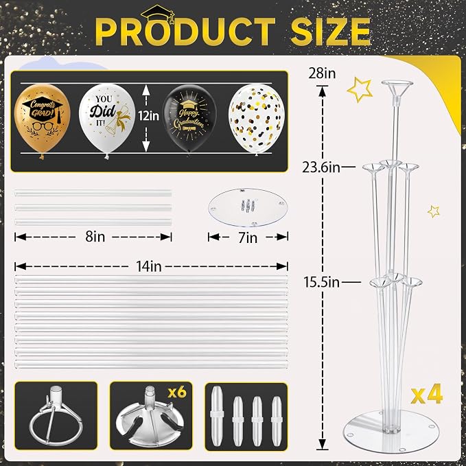 Foilswirl 4 Sets Graduation Party Balloons 2026 Congrats Grad Table - Image 3