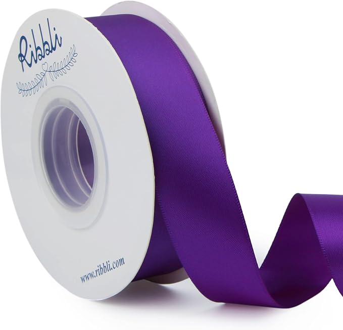 Ribbli Purple Double Faced Satin Ribbon, 1” x Continuous 25 Yards, Use by Ribbli