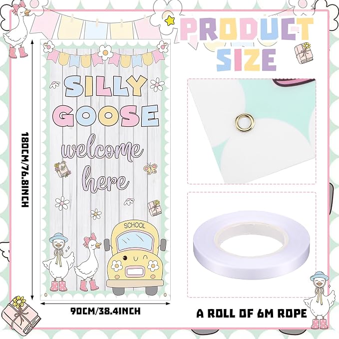 HunnmingRe Silly Goose Themed Classroom Decor Porch Goose Back to School Door - Image 3