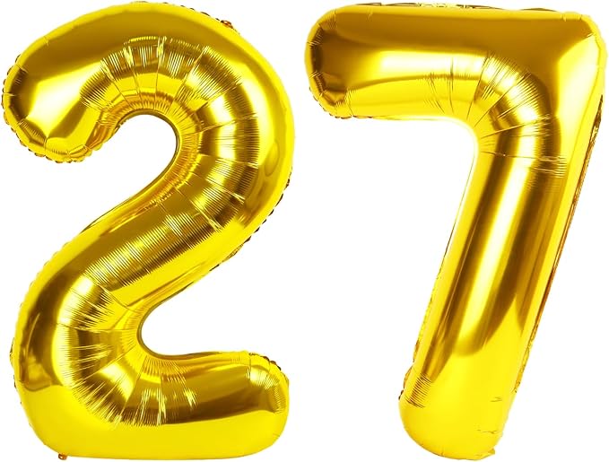 Number Balloons 27 Balloon 40 inch Gold by Enyeopd