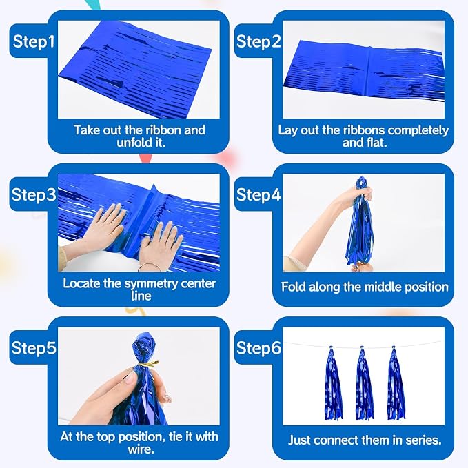 2 Pack Blue Metallic Tassel Garland - Image 4