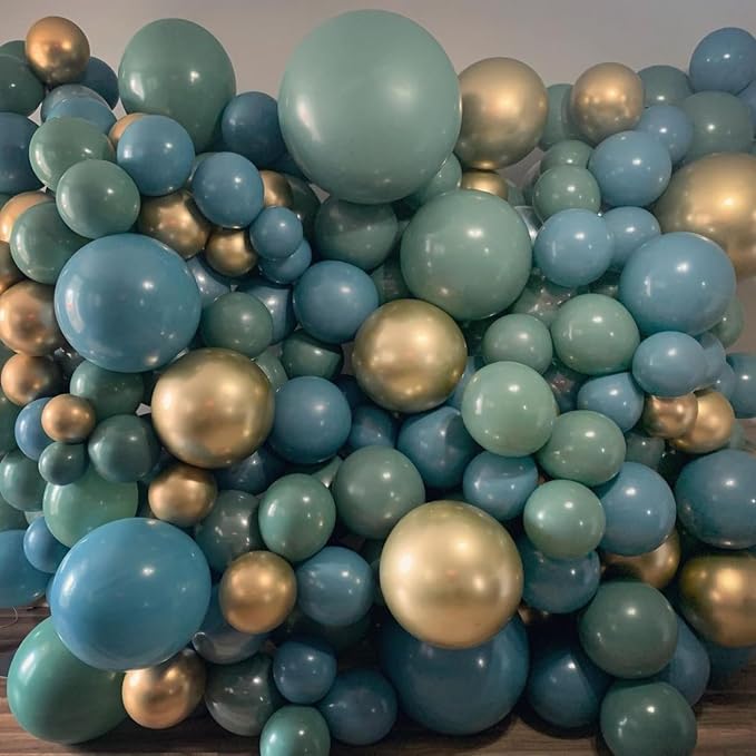 Dusty Blue and Green Balloons, 12 Inch Balloon Set - Image 6