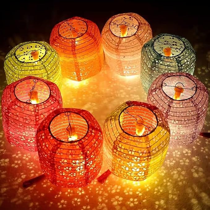 12Pcs Paper Lanterns Chinese Japanese Colorful Hanging Paper Lanterns - Image 5