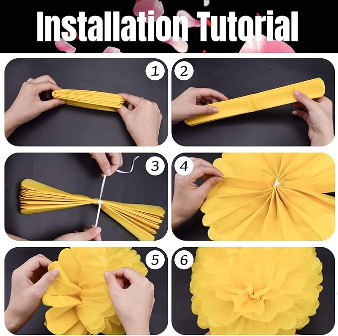 Qimoo 20pcs Red Paper Pom Poms Decorations, DIY Tissue Paper Flowers Ball - Image 3