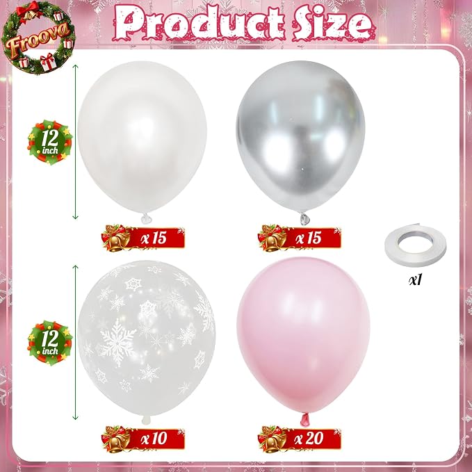 Pink and Silver Balloons, Pastel Light Pink Pearl White Metallic Silver Latex - Image 2