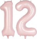 Light Pink Number 12 Balloon, 40 Inch Giant Mylar Number Balloons, Large Foil by AIQINHU