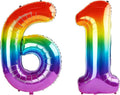 40 Inch Number 61 Balloons for 61st Birthday Party Decorations, 0-100 Rainbow by FOBELEC