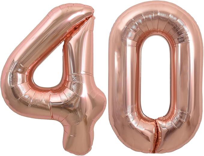 TONIFUL 40 Inch Large Rose Gold Number 40 Balloons Giant Digital 40 Helium by TONIFUL