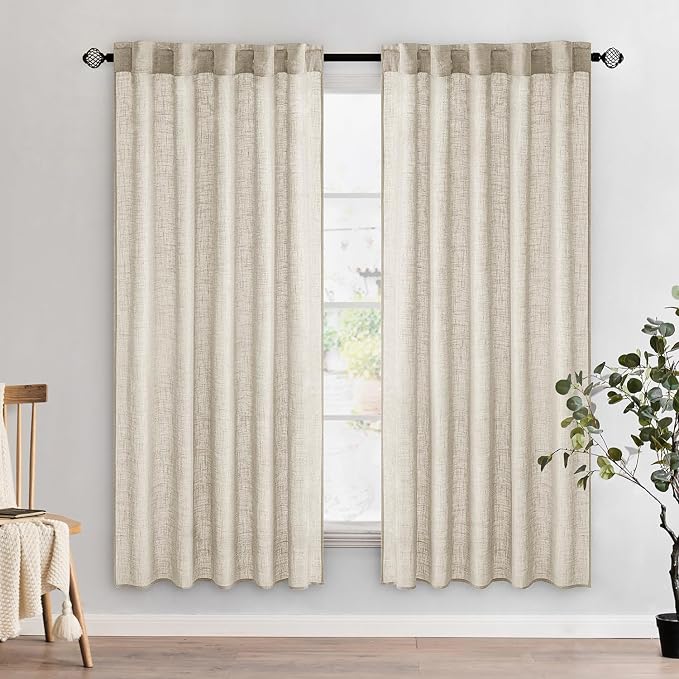 MIULEE Cream Linen Curtains 52x72 Inch 2 Panels by MIULEE