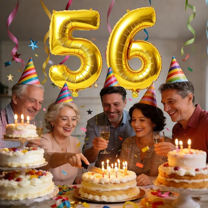40 Inch Number 56 Balloons for 56th Birthday Party Decorations, 0-100 Gold - Image 2