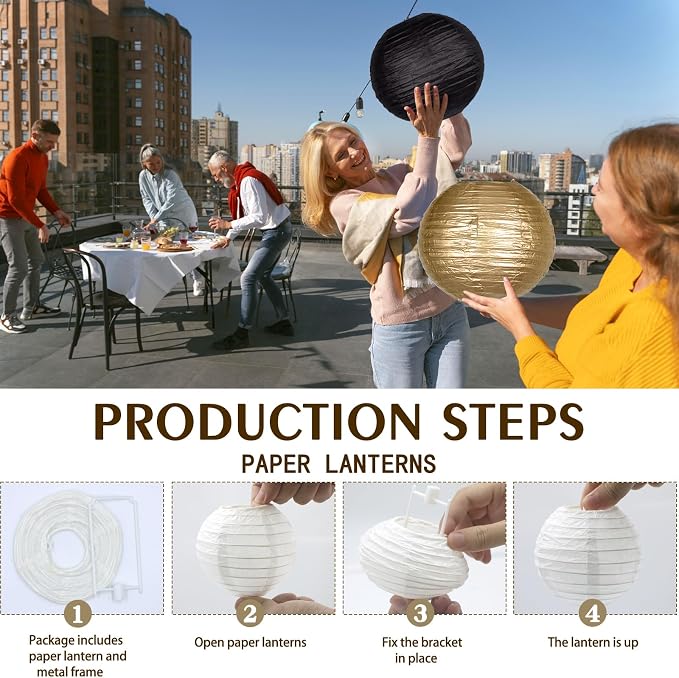 Paper Lanterns Party Decorations, 4-12 Inch | Round hanging Chinese lantern - Image 2