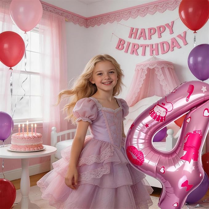 Pink Number 5 Balloon 40 Inch, DIY Fashion Girl Stickers Custom Balloon | Hot - Image 4