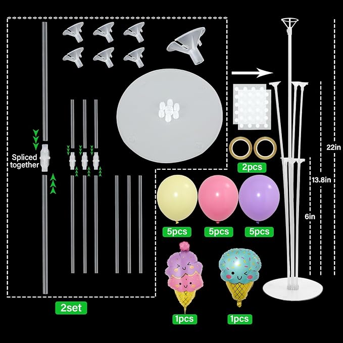 Ice Cream Party Balloons Stand Kit 2 Sets - Image 2
